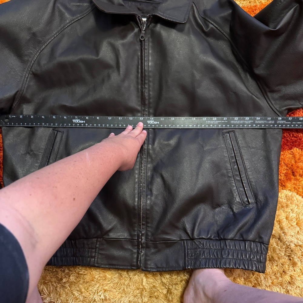 St Johns Bay Mens XL Brown Genuine Leather Bomber Jacket Vintage Full Zip‎ - Picture 13 of 13